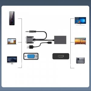 Adapter AV Retoo HDMI - D-Sub (VGA) + Jack 3.5mm czarny (E394) 15