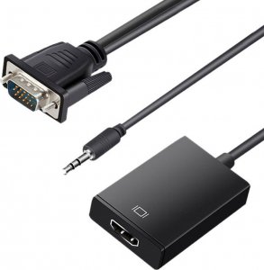 Adapter AV Retoo HDMI - D-Sub (VGA) + Jack 3.5mm czarny (E394) 2