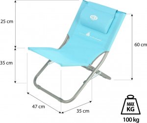 Nils Extreme NC3136 NIEBIESKI KRZESŁO PLAŻOWE Z PODUSZKĄ NILS CAMP 5