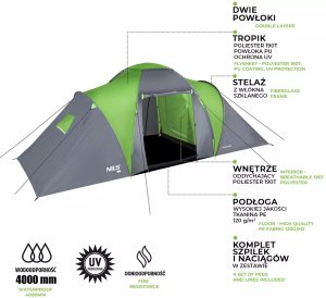 Namiot turystyczny Nils Extreme NC6031 Highland zielono-szary (15-04-033) 7