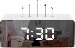 Retoo BUDZIK ZEGAR ELEKTRONICZNY TERMOMETR LUSTRO LED 24/7 14