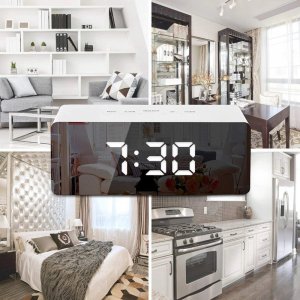 Retoo BUDZIK ZEGAR ELEKTRONICZNY TERMOMETR LUSTRO LED 24/7 4