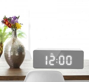 Retoo BUDZIK ZEGAR ELEKTRONICZNY TERMOMETR LUSTRO LED 24/7 6