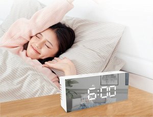 Retoo BUDZIK ZEGAR ELEKTRONICZNY TERMOMETR LUSTRO LED 24/7 7