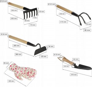 Kotarbau KOMPLET OGRODNICZY ZESTAW GRABKI ŁOPATKA MOTYCZKA 3
