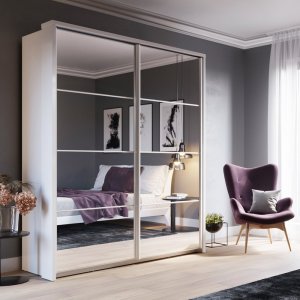 Selsey SELSEY Szafa Arti 180 cm z lustrzanym frontem Biały 2