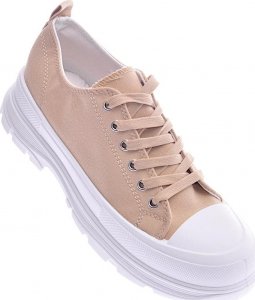 Pantofelek24 Mega modne damskie trampki Khaki /B3-2 12429 S295/ 39 1