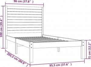 vidaXL vidaXL Rama łóżka, lite drewno, 90x200 cm 6