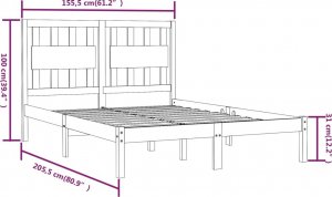vidaXL vidaXL Rama łóżka, biała, lite drewno sosnowe, 150x200 cm, King Size 6