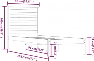 vidaXL vidaXL Rama łóżka, biała, lite drewno, 90x190 cm, pojedyncza 6