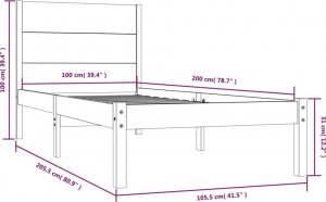 vidaXL vidaXL Rama łóżka, lite drewno sosnowe, 100 x 200 cm 6