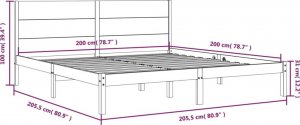 vidaXL vidaXL Rama łóżka, biała, lite drewno sosnowe, 200x200 cm 6