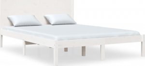 vidaXL vidaXL Rama łóżka, biała, lite drewno sosnowe, 140x190 cm 2