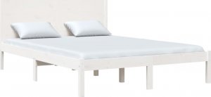 vidaXL vidaXL Rama łóżka, biała, lite drewno sosnowe, 140x190 cm 3
