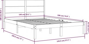 vidaXL vidaXL Rama łóżka, biała, lite drewno sosnowe, 140x190 cm 6