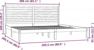 vidaXL vidaXL Rama łóżka, lite drewno, 200x200 cm 6