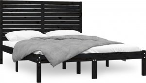 vidaXL vidaXL Rama łóżka, czarna, lite drewno, 150x200 cm, King Size 2