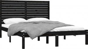 vidaXL vidaXL Rama łóżka, czarna, lite drewno, 150x200 cm, King Size 3