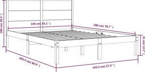 vidaXL vidaXL Rama łóżka, biała, lite drewno sosnowe, 140x200 cm 6