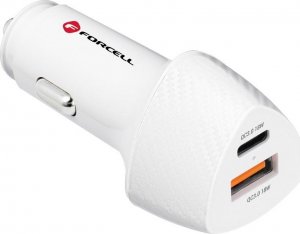 Ładowarka ForCell FORCELL CARBON ładowarka samochodowa Typ C 3.0 PD20W + USB QC3.0 18W 5A CC50-1A1C biała (Total 38W) 2
