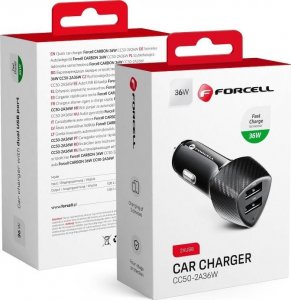 Ładowarka ForCell FORCELL CARBON ładowarka samochodowa USB QC 3.0 18W + USB QC 3.0 18W CC50-2A36W czarny (Total 36W) 1