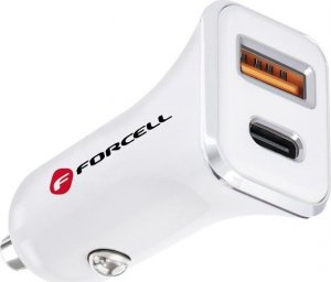 Ładowarka ForCell Ładowarka Samochodowa Forcell USB 3.0 + USB C Quick Charging + Power Delivery PD20W 4A CC-QCPD01 biała 2