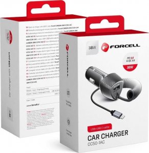 Ładowarka ForCell FORCELL CARBON ładowarka samochodowa USB QC 3.0 18W + kabel do Typ C 3.0 PD20W CC50-1AC czarny (Total 38W) 1