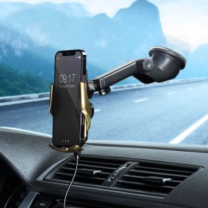 ForCell Uchwyt z ładowaniem indukcyjnym automatyczny + adapt. magnetyczne FORCELL HS1 Qi 15W złoty 15