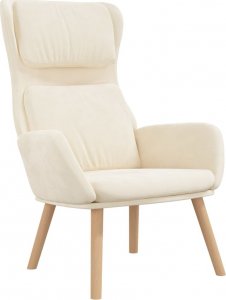 vidaXL vidaXL Fotel wypoczynkowy, kremowy, obity aksamitem 2