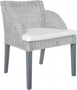vidaXL vidaXL Krzesło stołowe z poduszką, szary naturalny rattan 1