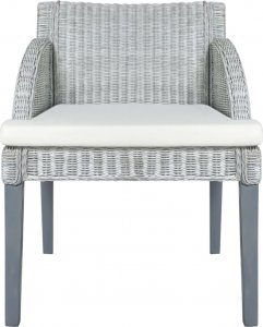 vidaXL vidaXL Krzesło stołowe z poduszką, szary naturalny rattan 2
