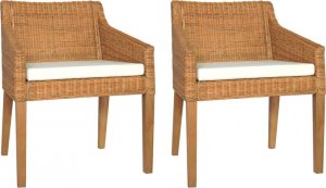 vidaXL vidaXL Krzesła stołowe z poduszkami, 2 szt., jasny brąz, rattan 1