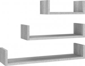 vidaXL vidaXL Półki ścienne, 3 szt, szary dąb sonoma, materiał drewnopochodny 2