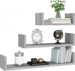 vidaXL vidaXL Półki ścienne, 3 szt, szary dąb sonoma, materiał drewnopochodny 5