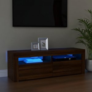 vidaXL vidaXL Szafka pod TV z oświetleniem LED, brązowy dąb, 120x35x40 cm 1