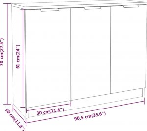 vidaXL Szafka, przydymiony dąb, 90,5x30x70 cm 9