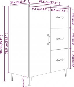 vidaXL Szafka, przydymiony dąb, 69,5x34x90 cm 9