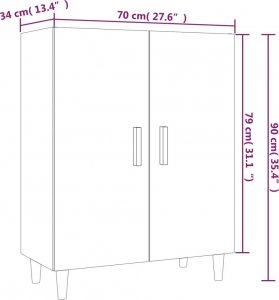 vidaXL vidaXL Szafka, przydymiony dąb, 70x34x90 cm, materiał drewnopochodny 8