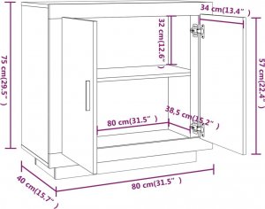 vidaXL vidaXL Szafka, czarna, 80x40x75 cm, materiał drewnopochodny 9