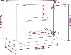 vidaXL Szafka, przydymiony dąb, 80x40x75 cm 9
