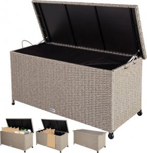 Skrzynia ogrodowa WideShop RATANOWY KUFER SKRZYNIA KOSZ POLLYRATTAN KREMOWY 9