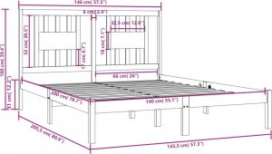 vidaXL vidaXL Rama łóżka, biała, lite drewno sosnowe, 140x200 cm 6