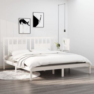 vidaXL vidaXL Rama łóżka, biała, lite drewno, 180x200 cm, Super King 1