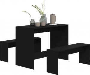 vidaXL 3-częściowy zestaw mebli jadalnianych, czarny, płyta wiórowa (809477) 4