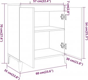 vidaXL Szafka, przydymiony dąb, 60x35x70 cm 8