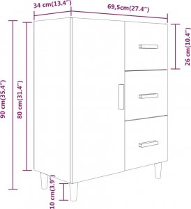 vidaXL vidaXL Szafka, biała, 69,5x34x90 cm, materiał drewnopochodny 9