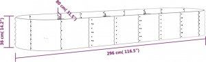 vidaXL vidaXL Donica ogrodowa, malowana proszkowo stal, 296x80x36 cm, szara 6