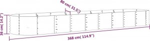 vidaXL vidaXL Donica ogrodowa, malowana proszkowo stal, 368x80x36 cm, szara 6
