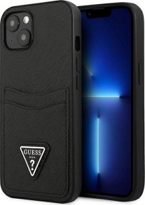 Guess Guess GUHCP13SPSATPK iPhone 13 mini 5,4" czarny/black hardcase SaffianoTriangle Logo Cardslot 1