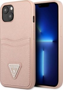 Guess Guess GUHCP13MPSATPP iPhone 13 6,1" różowy/pink hardcase SaffianoTriangle Logo Cardslot 1